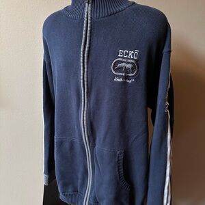 Ecko Unlimited Blue Sweater Cozy and Stylish Full Zip Jacket